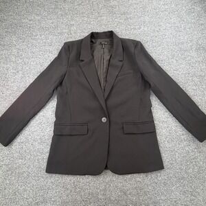 AQUA Women's Black Blazer Jacket Size M One Button Stretch Lined Classic